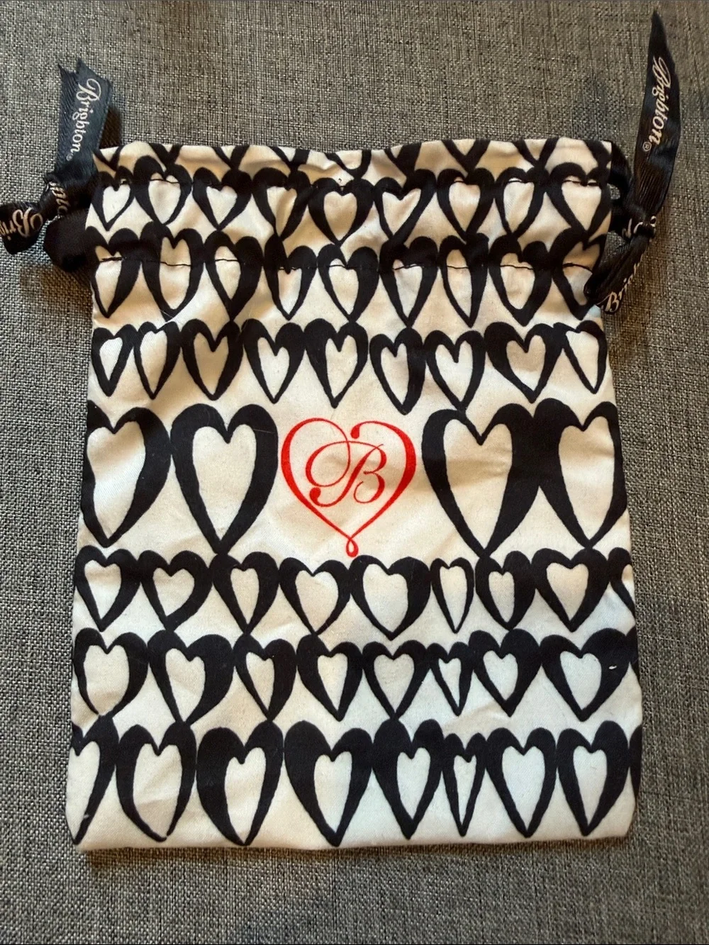 Brighton Small Heart-Print Drawstring Pouch - Black & White; 2 bags